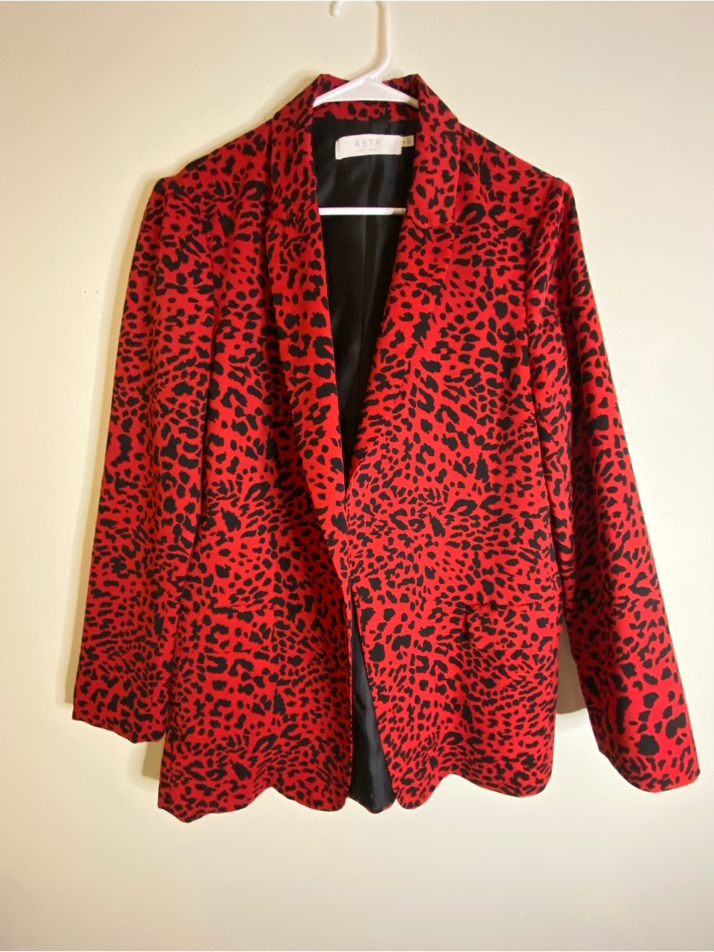 ASTR Red and Black Leopard-Print Blazer